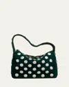 Khaite Bottle Green Suede Small Elena Shoulder Bag In English Green