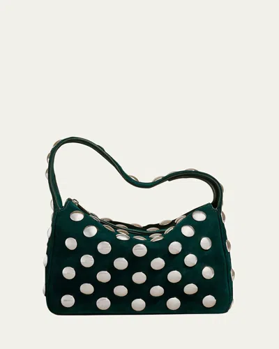 KHAITE ELENA SMALL STUDDED SUEDE TOP-HANDLE BAG