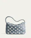 Khaite Elena Small Studded Suede Top-handle Bag In Blue