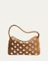 Khaite Elena Small Studded Suede Top-handle Bag In Mud