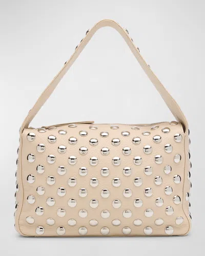Khaite Elena Studded Leather Shoulder Bag In Dark Ivory