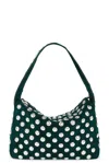 Khaite Elena Suede Studded Shoulder Bag In English Green & Silver