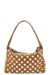Khaite Elena Small Studded Suede Shoulder Bag In Mud & Silver