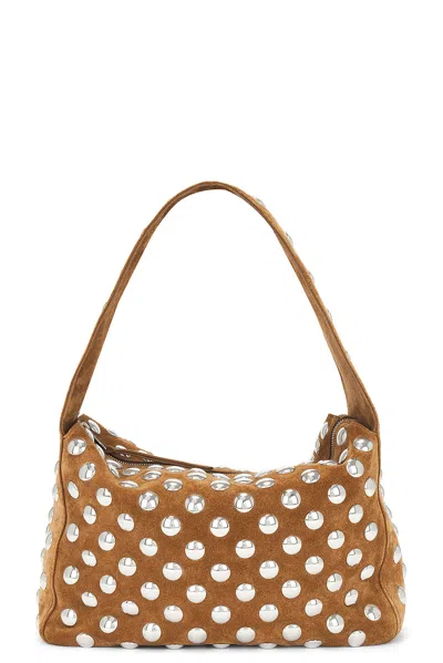 Khaite Elena Small Studded Suede Shoulder Bag In Mud