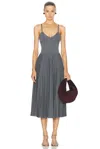 Khaite Elio Wool-blend Pleated Midi Dress In Sterling