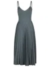 Khaite Elio Wool-blend Pleated Midi Dress In Grey