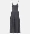 Khaite Elio Pleated Wool Midi Dress In Grey