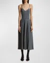 Khaite Elio Wool-blend Pleated Midi Dress In Sterling