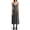 Khaite Elio Wool-blend Pleated Midi Dress In Sterling
