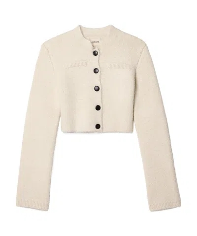 Khaite Ello Buttoned Cropped Jacket In Nude