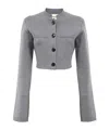 Khaite Ello Knit Cropped Jacket In Gray
