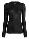 Khaite Elm Ribbed Long-sleeve Top In Black