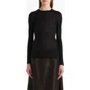 Khaite Elm Ribbed Silk And Wool-blend Top In Black