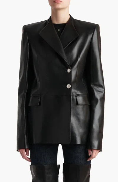 Khaite Elona Plongé Lambskin Leather Jacket In Black