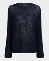 Khaite Elowen Cotton Open-knit Sweater In Blue