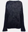 Khaite Elowen Cotton Open-knit Sweater In Blue