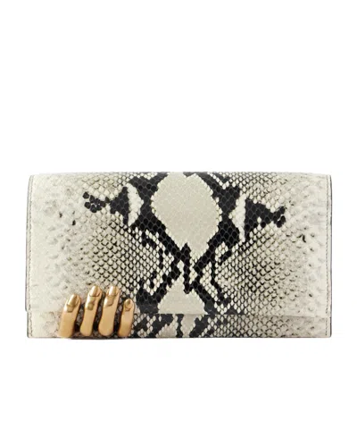 Khaite Embellished Snake-effect Leather Clutch In Multi