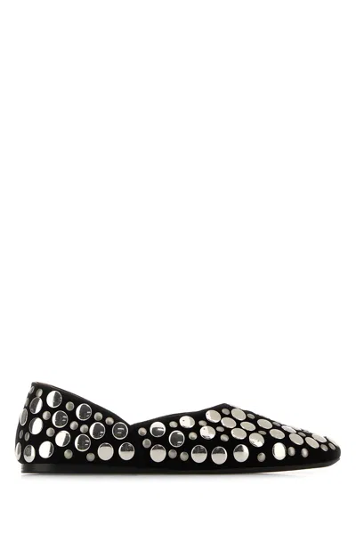 Khaite Jane Studded Leather Ballerina Flats In Black