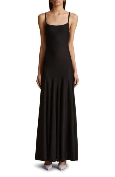 Khaite Ember Wool Blend Maxi Dress In Black