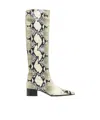Khaite Andee Snake-effect Leather Knee Boots In Nude