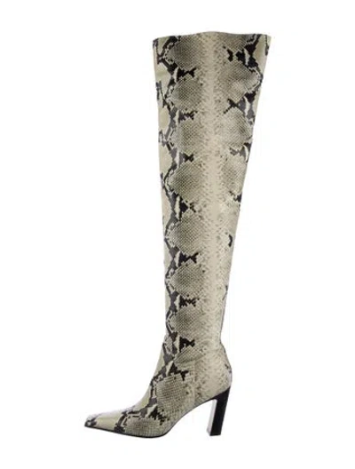 Pre-owned Khaite Embossed Leather Animal Print Boots In Green