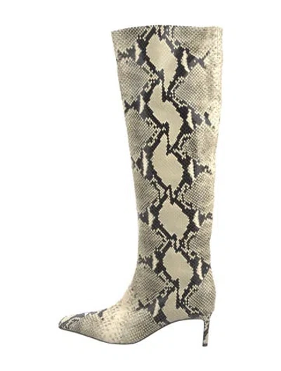 Pre-owned Khaite Embossed Leather Animal Print Boots In Green