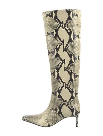 Pre-owned Khaite Embossed Leather Animal Print Boots In Green