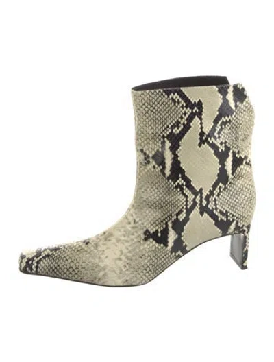 Pre-owned Khaite Embossed Leather Animal Print Boots In Neutral