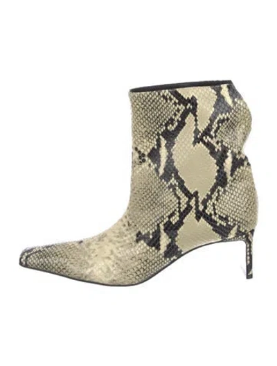 Pre-owned Khaite Embossed Leather Animal Print Boots In Neutral