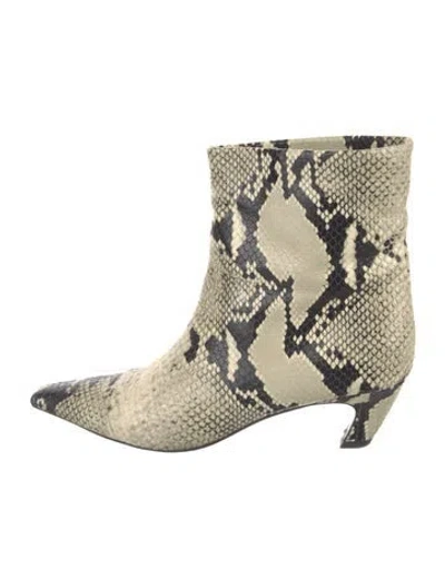 Pre-owned Khaite Embossed Leather Animal Print Boots In Neutral