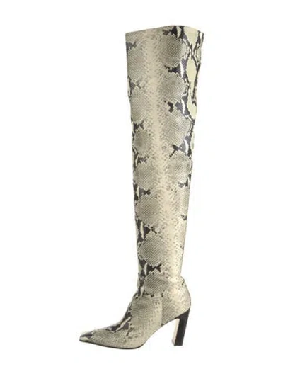 Pre-owned Khaite Embossed Leather Animal Print Boots In Neutral