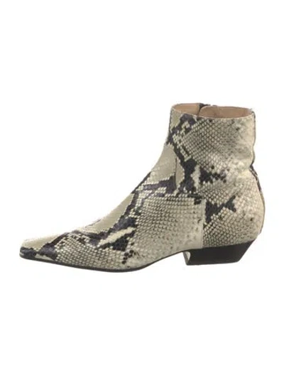 Pre-owned Khaite Embossed Leather Animal Print Boots In Neutral