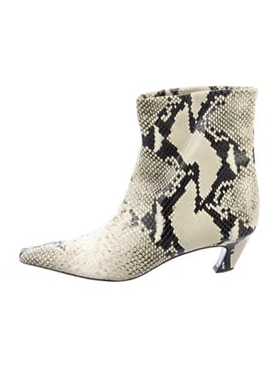 Pre-owned Khaite Embossed Leather Animal Print Boots In Neutrals