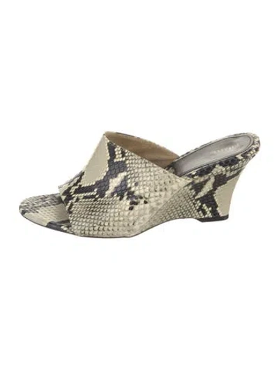 Pre-owned Khaite Embossed Leather Animal Print Slides In Neutral
