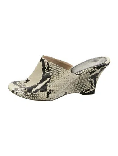Pre-owned Khaite Embossed Leather Animal Print Slides In Neutral
