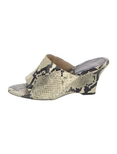 Pre-owned Khaite Embossed Leather Animal Print Slides In Neutrals