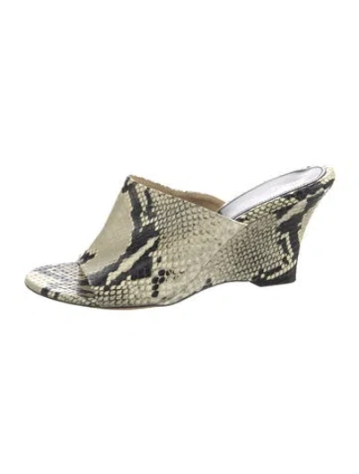 Pre-owned Khaite Embossed Leather Animal Print Slides In Neutrals