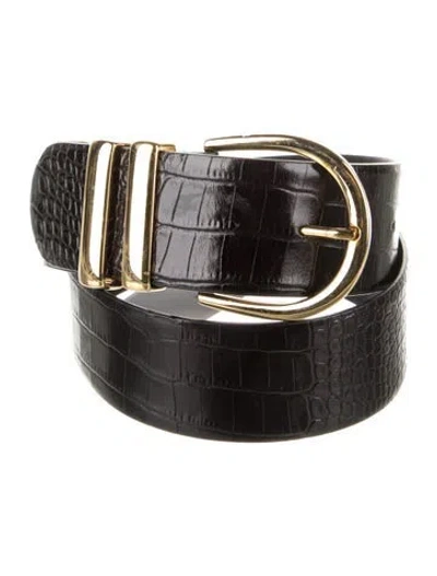 Pre-owned Khaite Embossed Leather Belt In Black