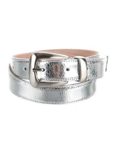 Pre-owned Khaite Embossed Leather Belt In Silver