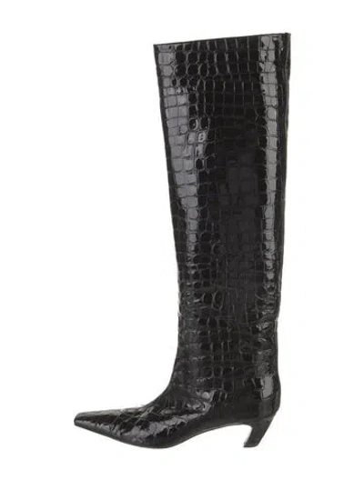 Pre-owned Khaite Embossed Leather Boots In Black