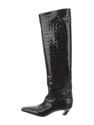 Pre-owned Khaite Embossed Leather Boots In Black