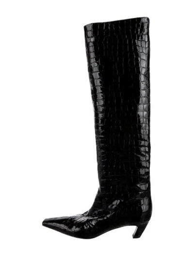 Pre-owned Khaite Embossed Leather Boots In Black