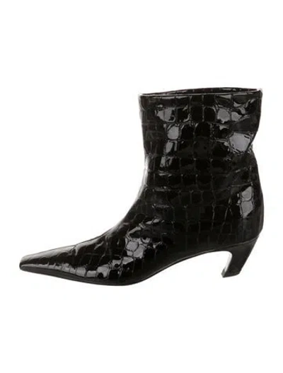 Pre-owned Khaite Embossed Leather Boots In Black