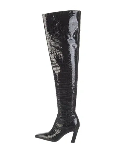 Pre-owned Khaite Embossed Leather Boots In Black