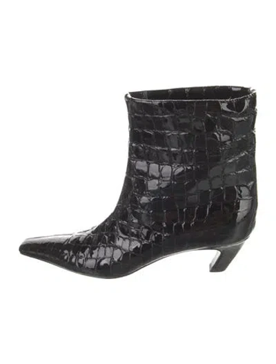Pre-owned Khaite Embossed Leather Boots In Black