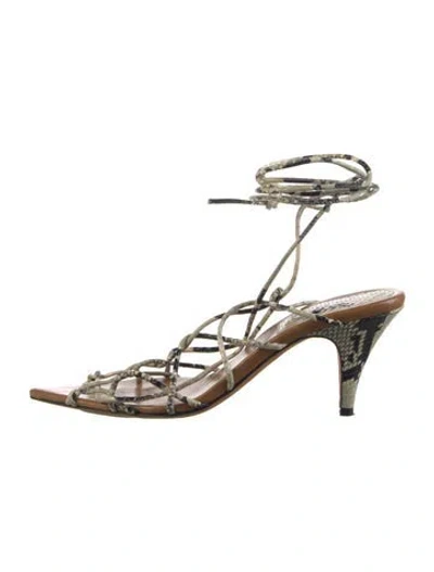 Pre-owned Khaite Embossed Leather Gladiator Sandals In Gold