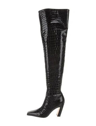 Pre-owned Khaite Embossed Leather Printed Boots In Black