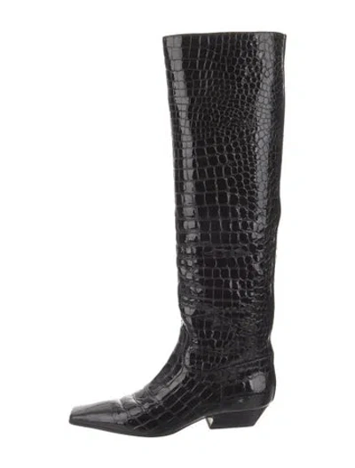 Pre-owned Khaite Embossed Leather Riding Boots In Black