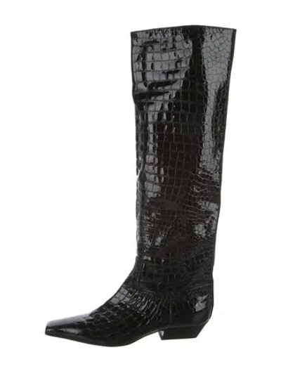 Pre-owned Khaite Embossed Leather Riding Boots In Black