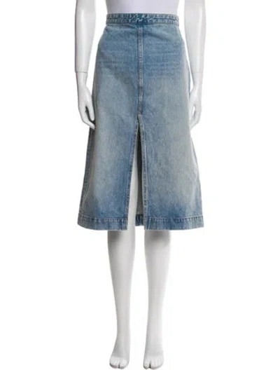 Pre-owned Khaite Embroidered Accent Knee-length Skirt In Blue